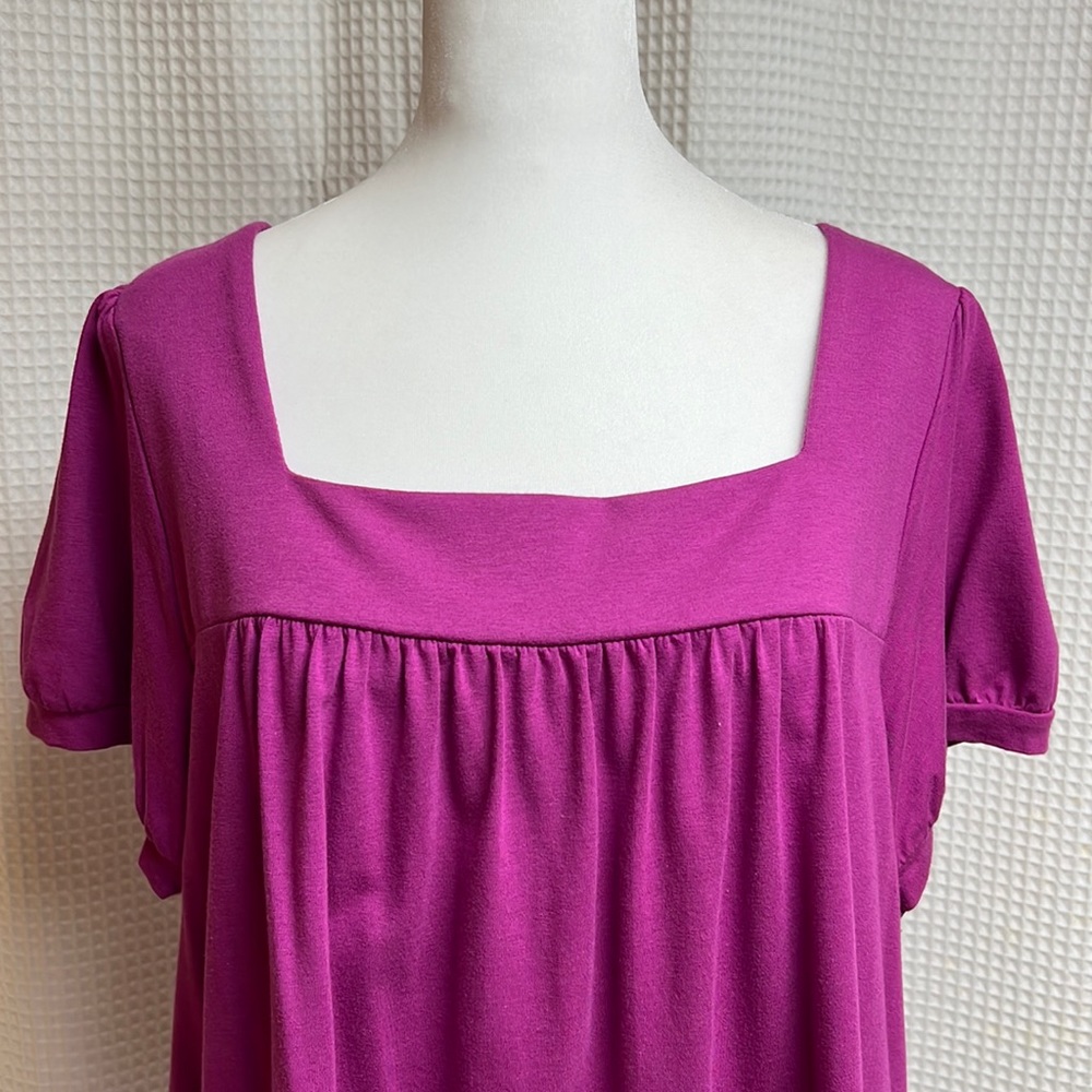 Sonoma- Short sleeve square neck top- 1X - Pinkish/Purple